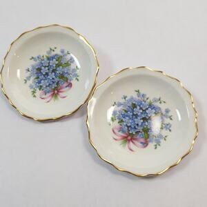 Vintage Royal Stuart Forget-Me-Not Trinket Dish Set of 2 Bone China